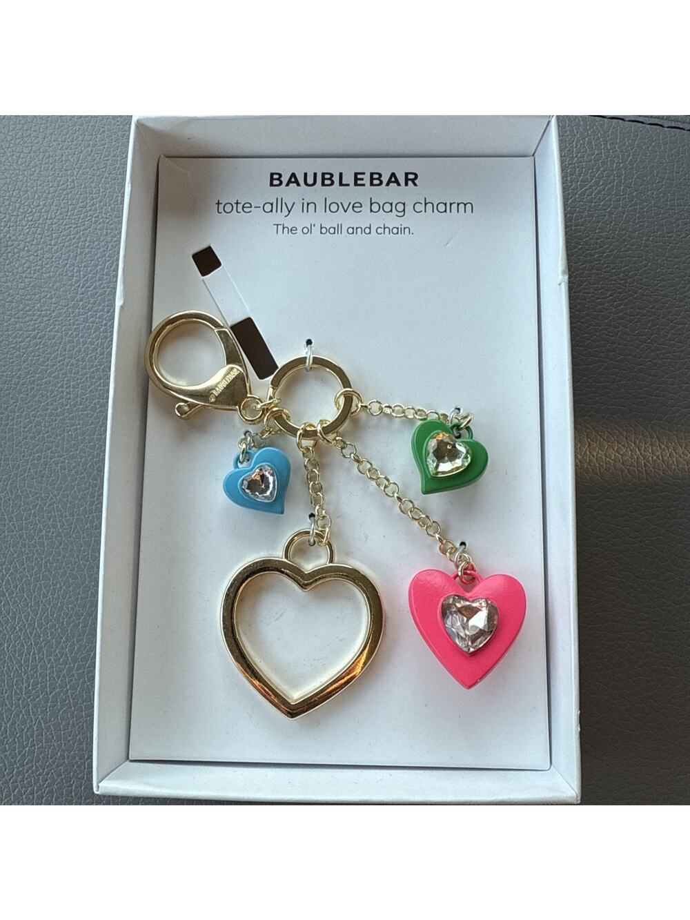BaubleBar Tote Ally In Love Bag Charm Rhinestone Hearts The Ol’ Ball And Chain